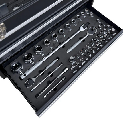 Moto Repair Tool Box Chest 3 Drawers With 129 Tools In Foam Cut Outs