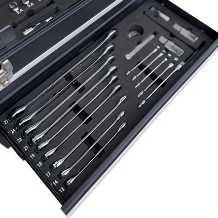 Moto Repair Tool Box Chest 3 Drawers With 129 Tools In Foam Cut Outs