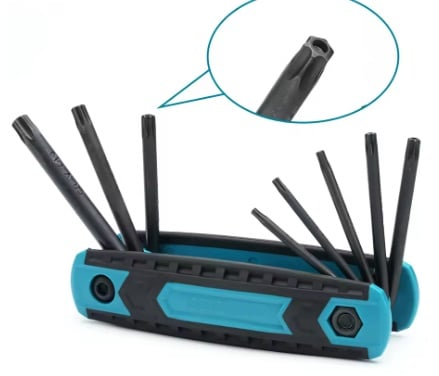 8-IN-1 Folding Torx Security Star Key Set T-9 T-10 T-15 T-20 T-25 T-27 T-30 T-40