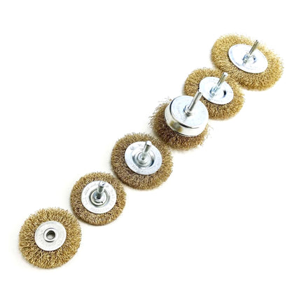 Rotary Wire Wheel And Cup Brush Set 6 Piece 38/50/63/75mm 6mm Shank - Toolzone KDPPA083