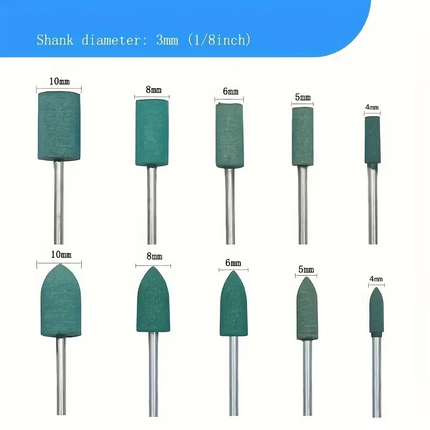 Rubber Polishing Wheel Set Shank-mounted 20PC 3mm