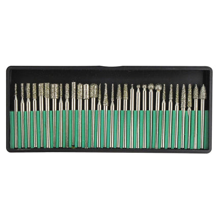 Deburring And Engraving Set 30pc 150GRIT Diamond 3.17mm Shank 40-50mm Length - Toolzone KDPHB265