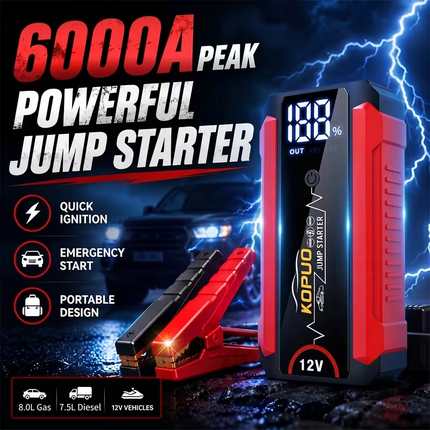 Jump Pack 12V Booster & Charge, Booster, Power Supply, Light, Fast Starter