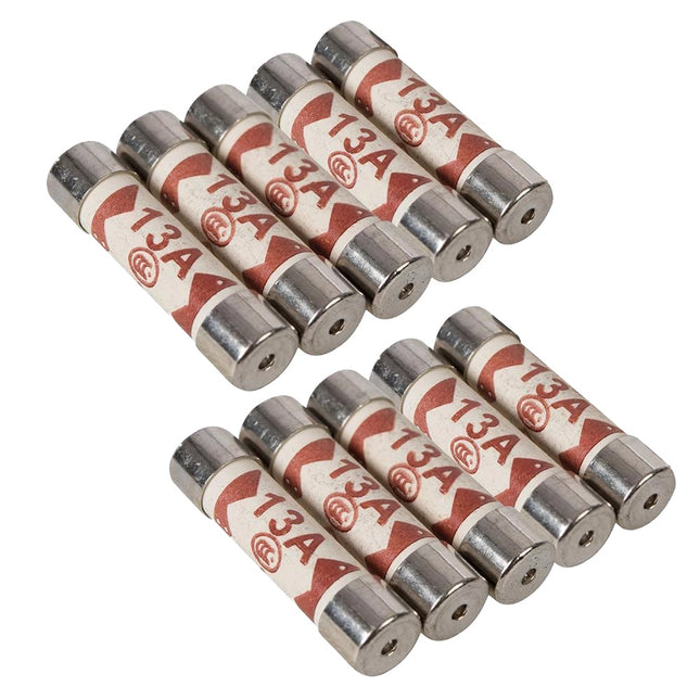 Fuses 13A 10 Pack Powermaster 25.4mm X 6.3mm BS1362
