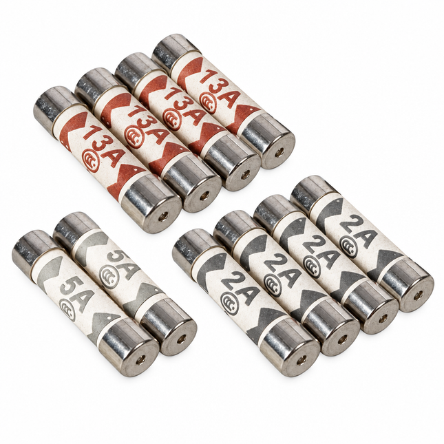 Fuse Mixed Pack 10 Piece 4X2A 2X5A 4X13A 25.4X6.3mm Asta Approved Bs 1362