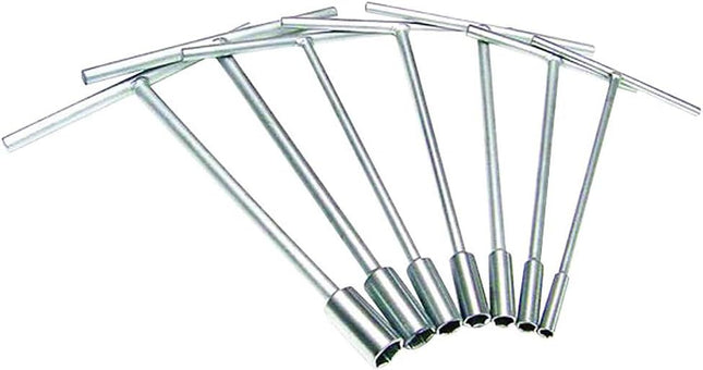 Tee Bar Handle Sockets Set Of 7 Chrome 310mm Long 8-19mm