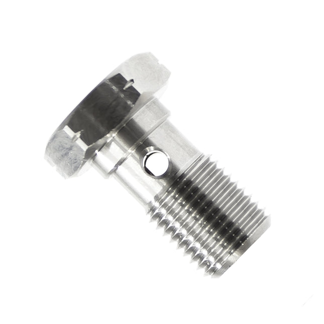 Banjo Bolt M10x1.25 Silver Plated Carbon Steel, 25mm Long, 992-03-32LZ1