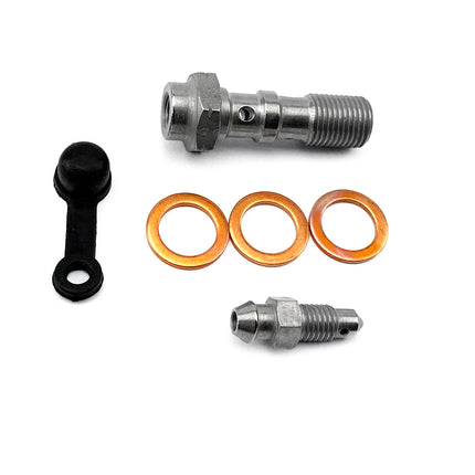 Twin Banjo Bolt M10x1.00 S Steel, Banjo Bolt With Bleed Nipple, / 993-31BNZ1