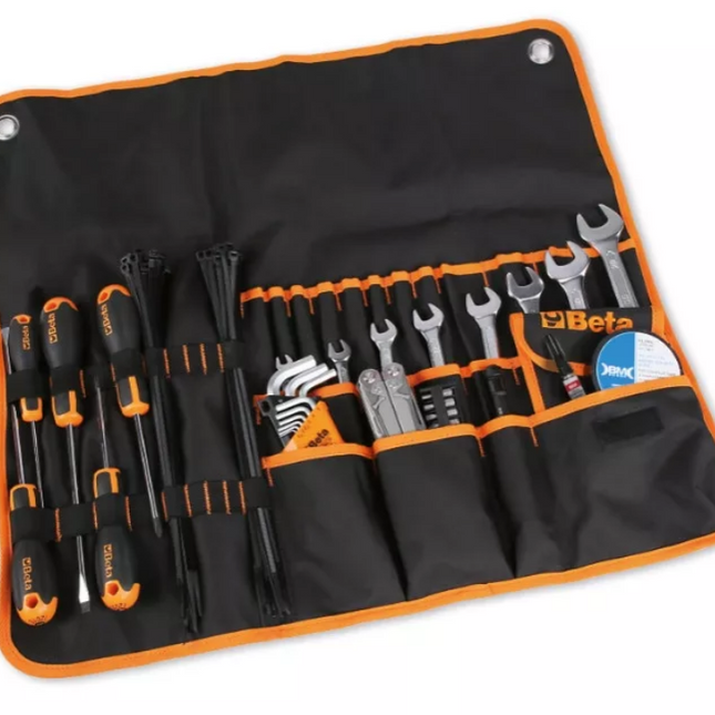 Motorcycle Travel Tool Kit 27-Piece Roll-Up Set with Multifunction Tool and LED Torch - Beta 2002/B27 SBK