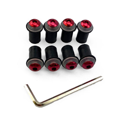 Windshield Bolt Kit Red M5 X 16mm (pack Of 10) Includes Washers And Well Nuts PAR3001