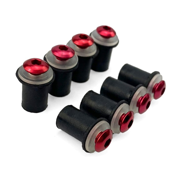 Windshield Bolt Kit Red M5 X 16mm (pack Of 10) Includes Washers And Well Nuts PAR3001
