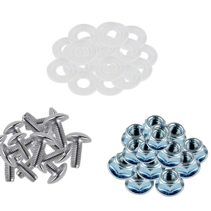 Plastic Fender Mounting Kit M6 x 16mm Bolt, Flange Nut & Nylon Washer Set - Pack of 16 - 64pcs