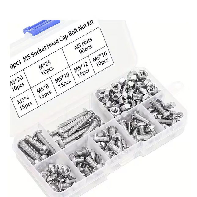 Round Head Bolt Nut Kit 180PCS Stainless Steel M5 M6 Hexagon Allen Key