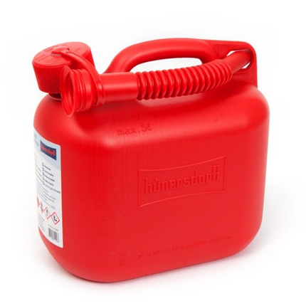 Fuel Jerry Can 5 Litre Red Plastic Spout HUN5-REDST