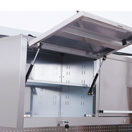 72 Stainless Steel 15 Drawer Tool Chest with Solid Wooden Top, 3 Upper Cabinets and Peg Board