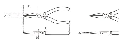 Long Flat Knurled Nose Pliers Bi-Material Handles 160mm - Beta Tools 1008BM 160