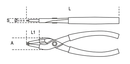Internal Circlip Pliers Straight Pattern PVC Handles 180mm - Beta Tools 1032 180
