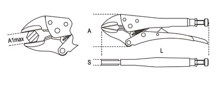 Adjustable Self-Locking Pliers Concave Jaws 240mm - Beta Tools 1052 240