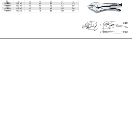 Adjustable Self-Locking Pliers Concave Jaws 240mm - Beta Tools 1052 240
