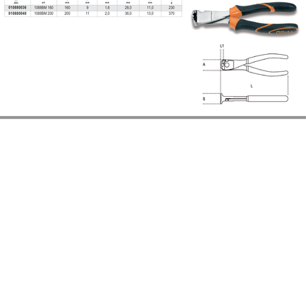 Heavy Duty End Cutting Nippers Bi-Material Handles 160mm - Beta Tools 1088BM 160