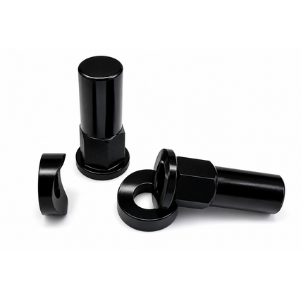 Rim Lock & Nut Spacer Set Of 2 Black Anodised Aluminium