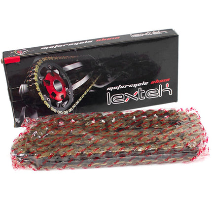 Lextek Motorcycle O-Ring Drive Chain 428-136Links Gold