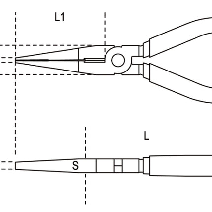 Extra-Long Needle Knurled Nose Pliers Chrome-Plated Bi-Material Handles 160mm Length - Beta Tools 1166BM 160