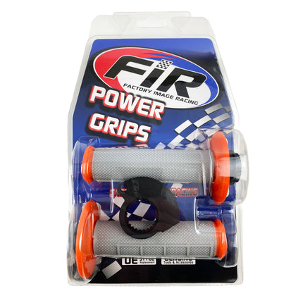 Lock On Grip Set 17-22 KTM Husq 2-STROKE, Half Waffle Soft Grey/orange, Odi Style, FIR