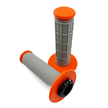 Lock On Grip Set 17-22 KTM Husq 2-STROKE, Half Waffle Soft Grey/orange, Odi Style, FIR