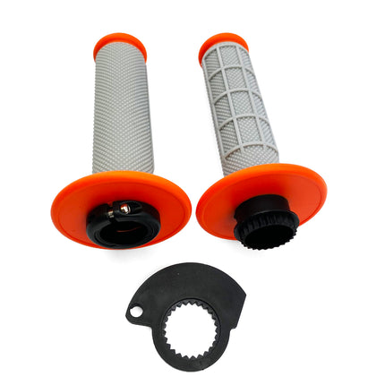 Lock On Grip Set 17-22 KTM Husq 2-STROKE, Half Waffle Soft Grey/orange, Odi Style, FIR