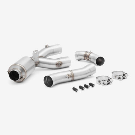 Lextek Polished Stainless Steel MP4 300mm Exhaust with Link Pipe for Yamaha MT-10 (16-24)