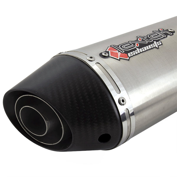 Lextek Stainless Steel RP1 Oval Exhaust Silencer 400mm with Matt Carbon Tip 51mm