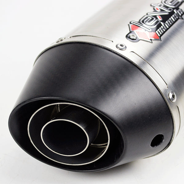 Lextek Stainless Steel RP1 Oval Exhaust Silencer 400mm with Matt Carbon Tip 51mm