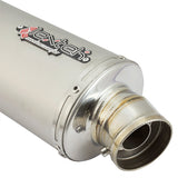 Lextek Left Matt Stainless Steel O41L Oval Exhaust Silencer 350mm 4 Bolt Fixing