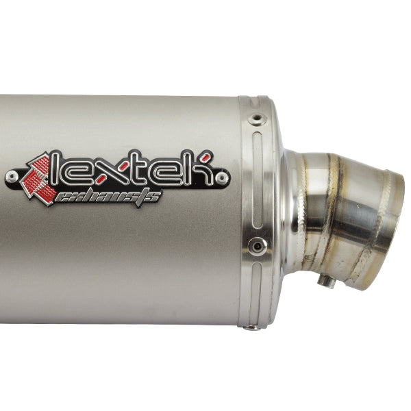Lextek Left Matt Stainless Steel O41L Oval Exhaust Silencer 350mm 4 Bolt Fixing