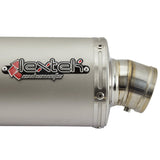 Lextek Left Matt Stainless Steel O41L Oval Exhaust Silencer 350mm 4 Bolt Fixing