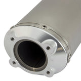 Lextek Left Matt Stainless Steel O41L Oval Exhaust Silencer 350mm 4 Bolt Fixing