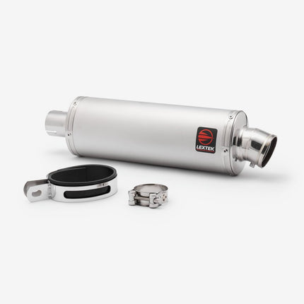 Lextek Left Matt Stainless Steel OP1L Oval Exhaust Silencer 350mm 51mm