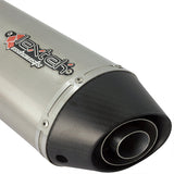 Lextek Matt Stainless Steel RP1L Oval Exhaust Silencer 400mm 51mm (Left Hand)