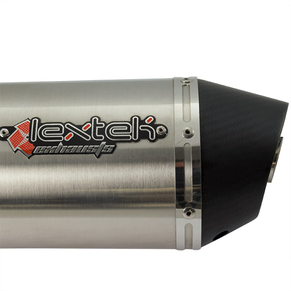 Lextek Matt Stainless Steel RP1L Oval Exhaust Silencer 400mm 51mm (Left Hand)