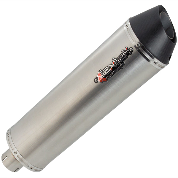 Lextek Matt Stainless Steel RP1L Oval Exhaust Silencer 400mm 51mm (Left Hand)