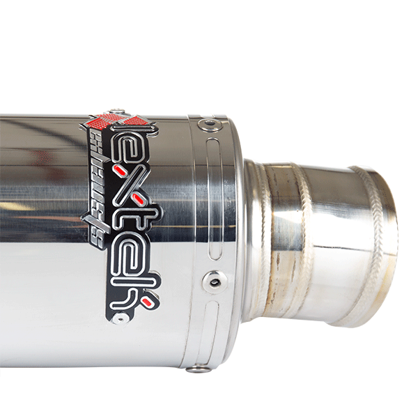 Lextek OP4 Polished Exhaust Silencer 200mm 51mm