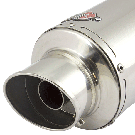 Lextek Y32 Polished Stainless Steel Stubby Exhaust Silencer (3 Bolt) SRAD