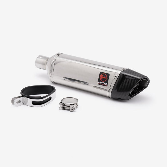 Lextek Polished Stainless Steel SP4L 300mm Exhaust Silencer 51mm (Left Hand)