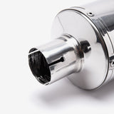 Lextek Polished Stainless Steel YP4L Stubby Exhaust Silencer 200mm 51mm (Left Hand)