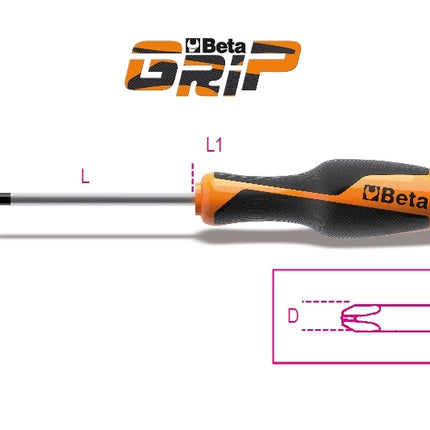 Screwdriver for Cross Head Phillips Screws PH0 3mm 60mm Length - BetaGRIP 1262 3X60