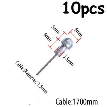 10PC 1.5mm Wire 1700mm Long Cable With 6mm Head Pear Nipple Universal