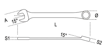 Reversible Ratcheting Combination Spanner Wrench 17mm - Beta Tools 142 17