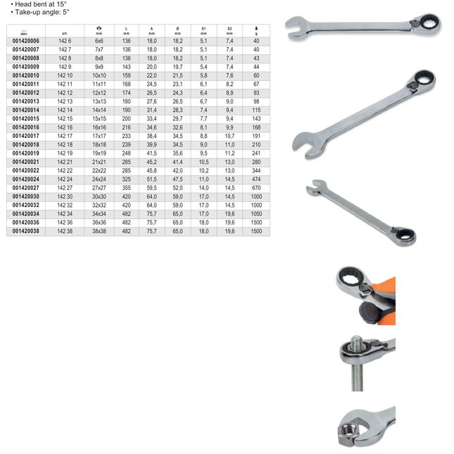 Reversible Ratcheting Combination Spanner Wrench 11mm - Beta Tools 142 11