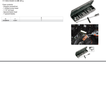 Angular Screwdriver 90 Long Series with Blades in Case - Beta Tools 1439K7